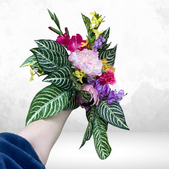 Colorful Beach Wedding Bouquet, Pre-Made Artificial Faux Floral Arrangement - Picture 9 of 11